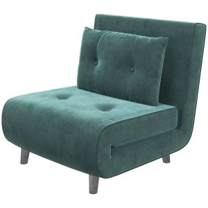 Multifunktionell Sovstol i Sammet med 3-stegs Ryggstöd och Mörkgrön Design