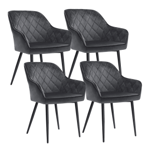 Matrumsstolar 4 st, stoppad fåtölj, loungefåtölj, med armstöd, sammetsöverdrag, metallben – för matsal, kök, vardagsrum, sovrum