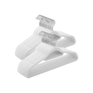 Vita Halkfria Klädgalgar 50-pack med Sammetsyta