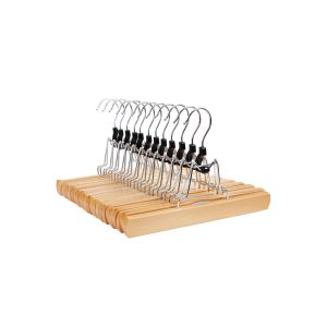 12-pack kjolhängare med klämmor – natur, 25 cm