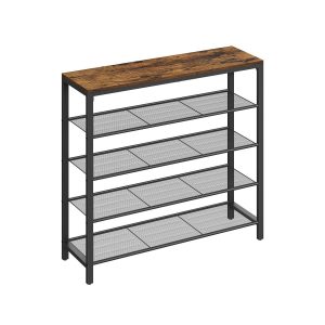 Avlastningsbord för hallen med 4 näthyllor – skohylla, 100 × 30 × 92,5 cm