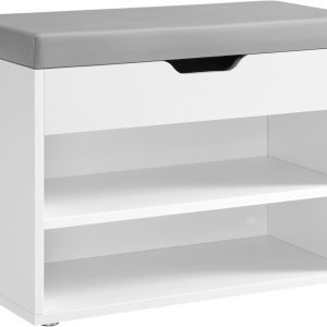 Sittbänk med skoförvaring och dold förvaringsdel – 30 x 60 x 44 cm, molnvit