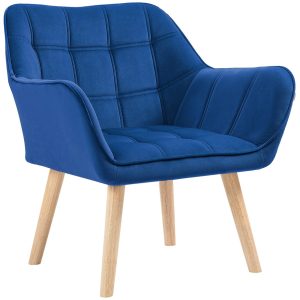 Elegant accentstol i sammet med modern Scandi-design – Blå