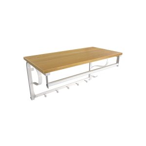 Väggmonterad hylla med klädstång – ek och vit