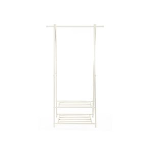 Klädställ i vit metall med två skohyllor, max belastning 20 kg, 87,5 × 41 × 155 cm