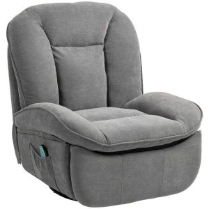 Avslappningsfåtölj med 155° Lutning och 360° Gung/Rotation – Grå Linne