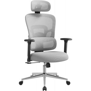 Ergonomisk kontorsstol med justerbart ländstöd och 3D-armstöd i svart/vit