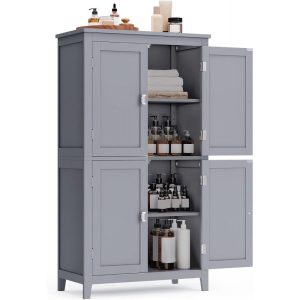 Förvaringsskåp 60 × 30 × 110 cm med 2 stora skåp – ljusgrå