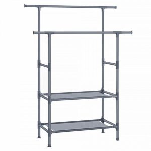 Grå Klädställning med 2 Hyllplan i Metall