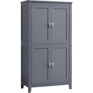 Grått förvaringsskåp med 2 rymliga skåp, 60 × 30 × 110 cm