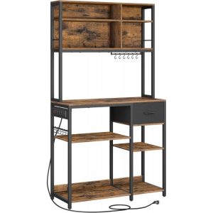 Kökshylla 100 × 40 × 180,4 cm med integrerat eluttag – vintage brun