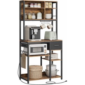 Kökshylla 80 cm med inbyggt eluttag – vintage brun, 80 × 40 × 180,4 cm