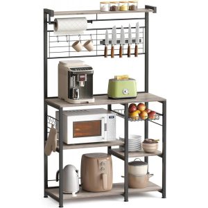 Köksmodul 90 × 42 × 167,4 cm med arbetsbänk, hyllor, krokar, rullhållare och knivmagnet