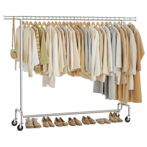 Kraftig Klädställning med Hjul – 110 kg, Utdragbar Stång 160–200 cm