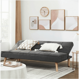Bäddsoffa i linne-look, 3-sits – 175 × 83 × 76 cm Mörkgrå