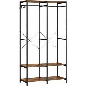 Öppen garderob 94,5×40×180 cm – industriell vintage garderob i stål och trä