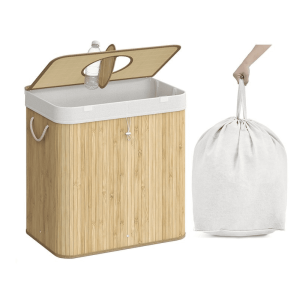 Återvinningshållare – Stor Pantpåse för pant med lock & hål – bambu, 120 liter