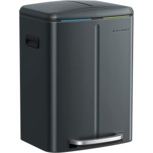 Soptunna för källsortering 2 × 20 L – rostfritt stål i green-grey