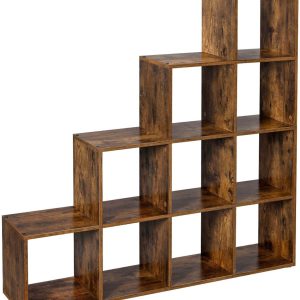 Steg Bokhylla med 10 Fack Rumsavdelare  Vintage brun