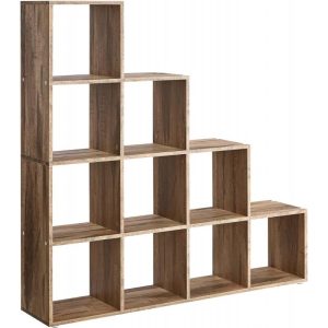 Steghylla med 10 förvaringsfack som rumsavdelare – karamellbrun, 129,5 × 29 × 129,5 cm