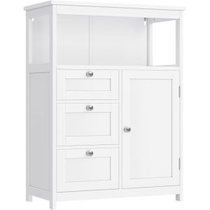 Badrumsskåp med 3 lådor och öppen hylla – 60 × 30 × 80 cm Vit