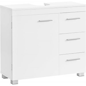 Vitt underskåp till tvättställ med 3 rymliga lådor – 70 × 30 × 64 cm